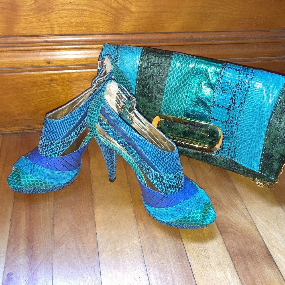 ALDO peep platform stiletto w/matching clutch
